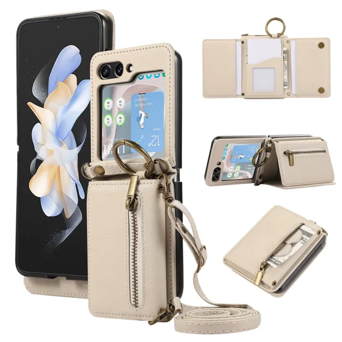 Coque Portefeuille Samsung Galaxy Z Flip 7 FE / Z Flip 6 Zip Anneau Bandouliere
