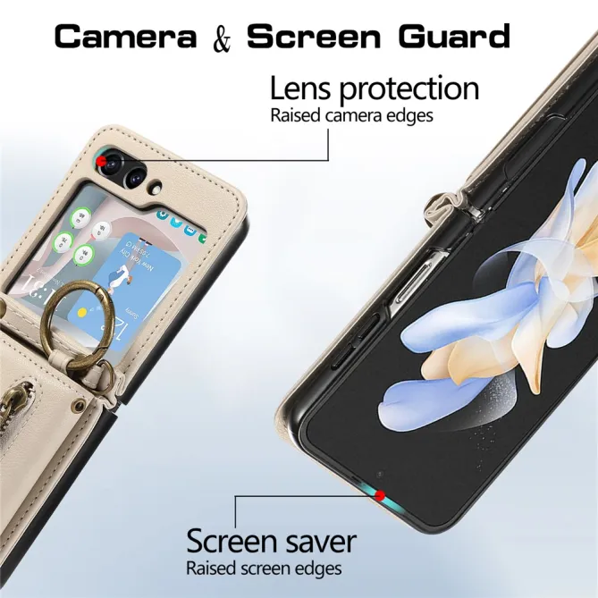 Coque Portefeuille Samsung Galaxy Z Flip 7 FE / Z Flip 6 Zip Anneau Bandouliere