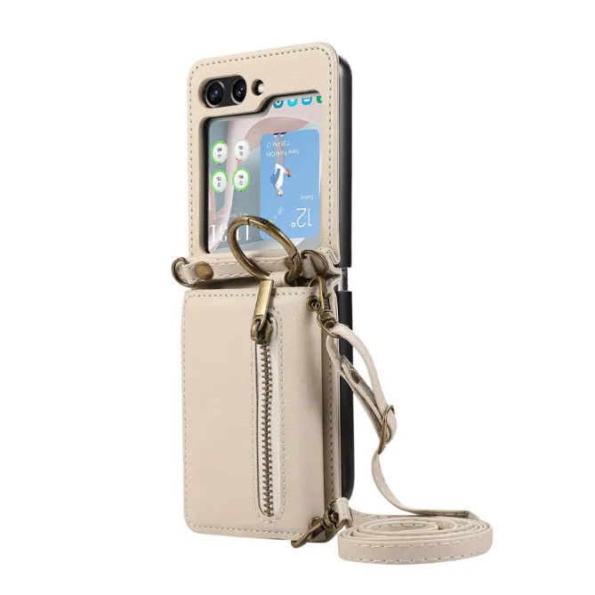 Coque Portefeuille Samsung Galaxy Z Flip 7 FE / Z Flip 6 Zip Anneau Bandouliere