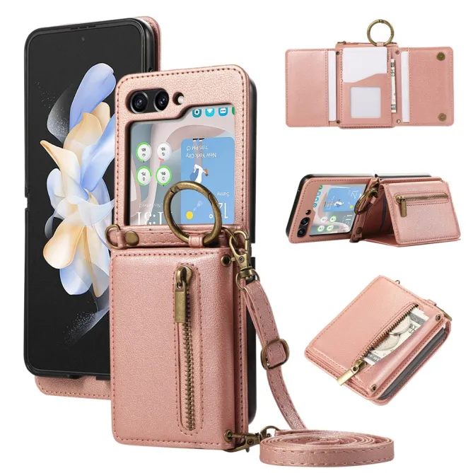 Coque Portefeuille Samsung Galaxy Z Flip 7 FE / Z Flip 6 Zip Anneau Bandouliere