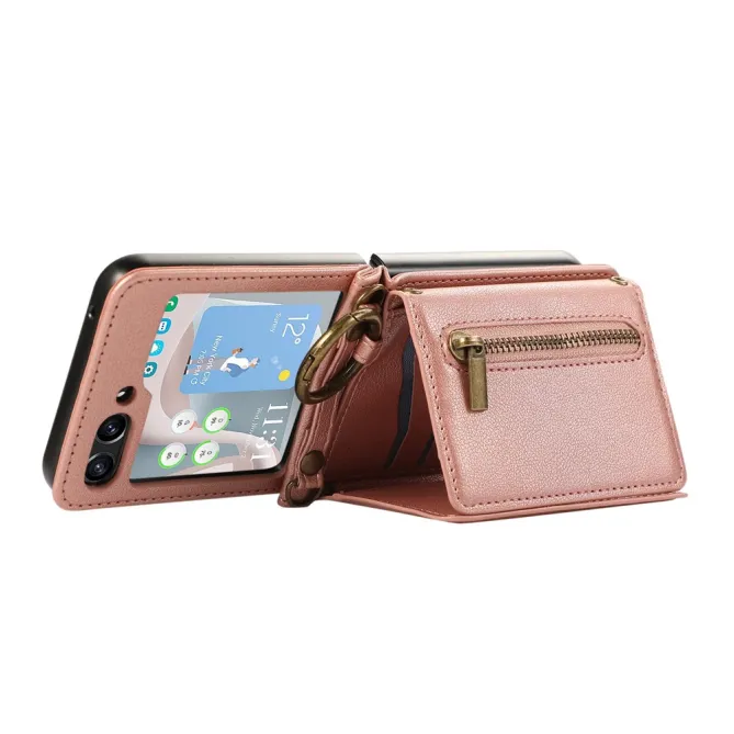 Coque Portefeuille Samsung Galaxy Z Flip 7 FE / Z Flip 6 Zip Anneau Bandouliere
