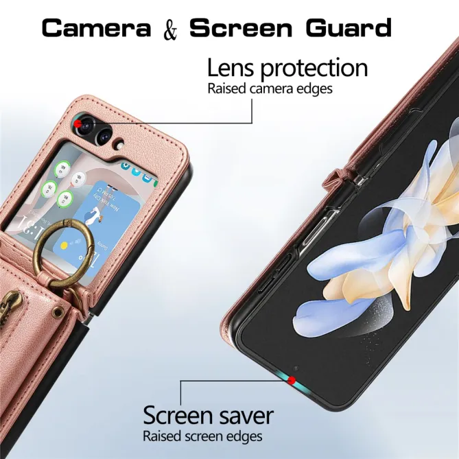 Coque Portefeuille Samsung Galaxy Z Flip 7 FE / Z Flip 6 Zip Anneau Bandouliere