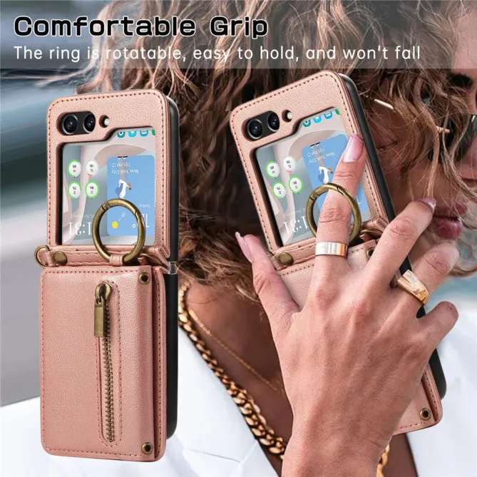 Coque Portefeuille Samsung Galaxy Z Flip 7 FE / Z Flip 6 Zip Anneau Bandouliere
