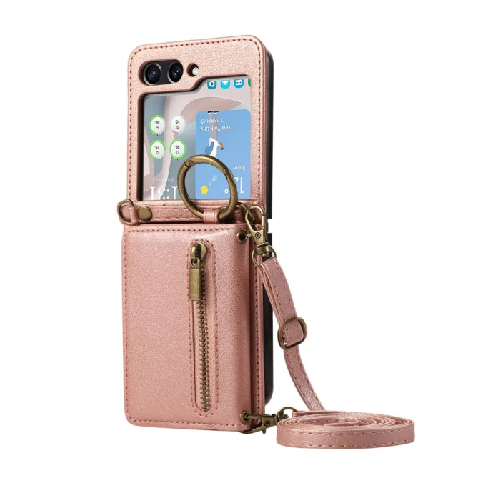 Coque Portefeuille Samsung Galaxy Z Flip 7 FE / Z Flip 6 Zip Anneau Bandouliere