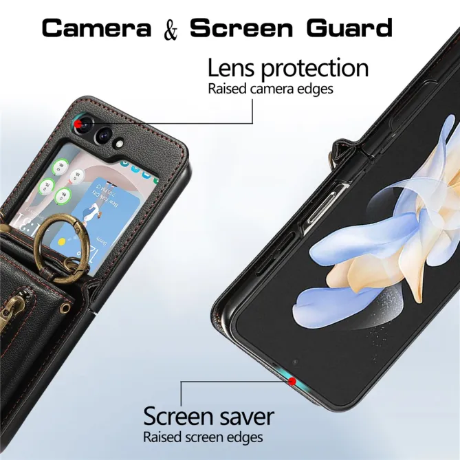 Coque Portefeuille Samsung Galaxy Z Flip 7 FE / Z Flip 6 Zip Anneau Bandouliere
