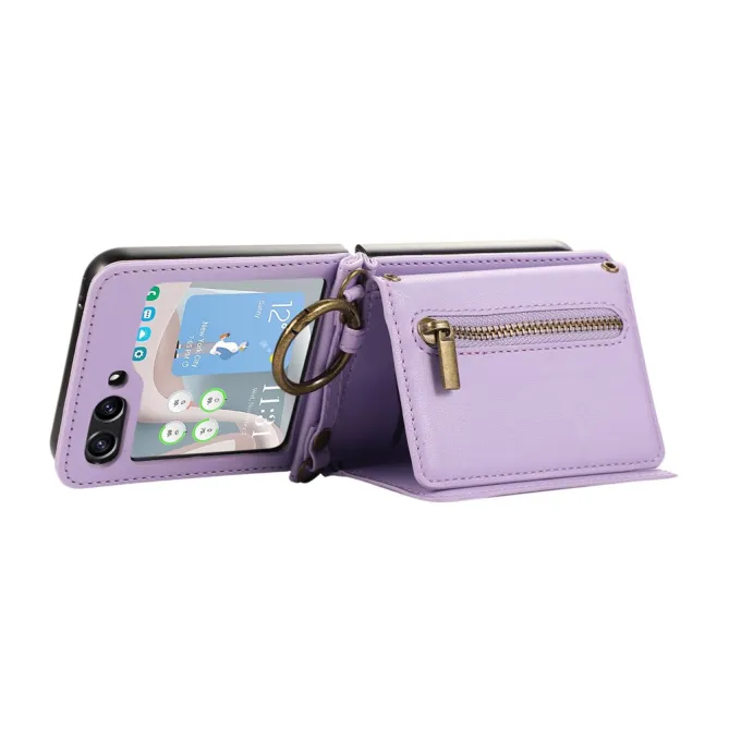 Coque Portefeuille Samsung Galaxy Z Flip 7 FE / Z Flip 6 Zip Anneau Bandouliere