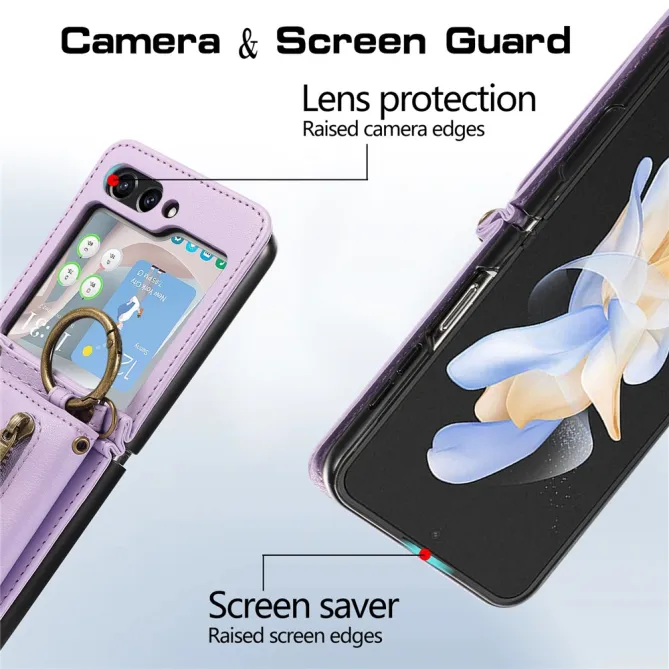Coque Portefeuille Samsung Galaxy Z Flip 7 FE / Z Flip 6 Zip Anneau Bandouliere