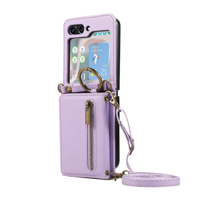 Coque Portefeuille Samsung Galaxy Z Flip 7 FE / Z Flip 6 Zip Anneau Bandouliere