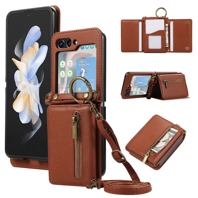 Coque Portefeuille Samsung Galaxy Z Flip 7 FE / Z Flip 6 Zip Anneau Bandouliere