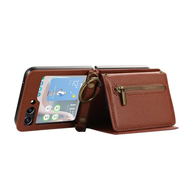 Coque Portefeuille Samsung Galaxy Z Flip 7 FE / Z Flip 6 Zip Anneau Bandouliere