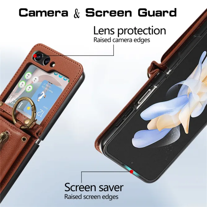 Coque Portefeuille Samsung Galaxy Z Flip 7 FE / Z Flip 6 Zip Anneau Bandouliere