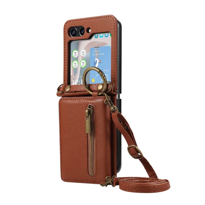 Coque Portefeuille Samsung Galaxy Z Flip 7 FE / Z Flip 6 Zip Anneau Bandouliere