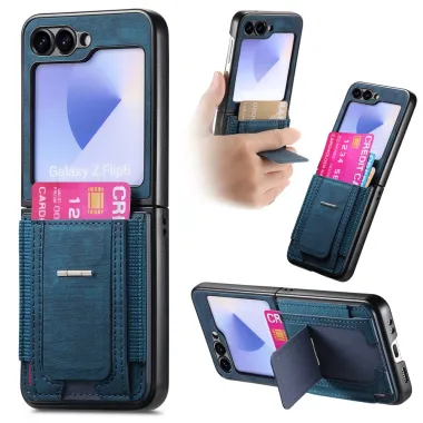Coque Samsung Galaxy Z Flip 7 FE / Z Flip6 Retro Porte-Cartes avec Bequille