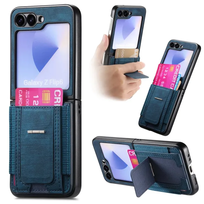 Coque Samsung Galaxy Z Flip 7 FE / Z Flip6 Retro Porte-Cartes avec Bequille