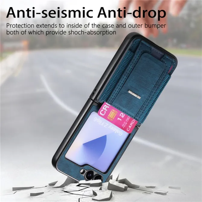 Coque Samsung Galaxy Z Flip 7 FE / Z Flip6 Retro Porte-Cartes avec Bequille