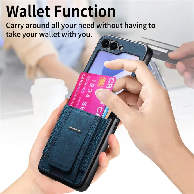 Coque Samsung Galaxy Z Flip 7 FE / Z Flip6 Retro Porte-Cartes avec Bequille