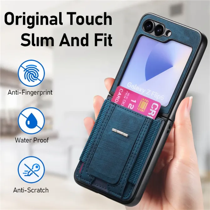 Coque Samsung Galaxy Z Flip 7 FE / Z Flip6 Retro Porte-Cartes avec Bequille
