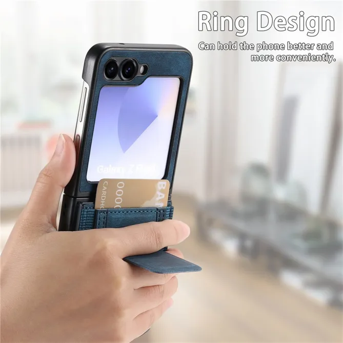Coque Samsung Galaxy Z Flip 7 FE / Z Flip6 Retro Porte-Cartes avec Bequille