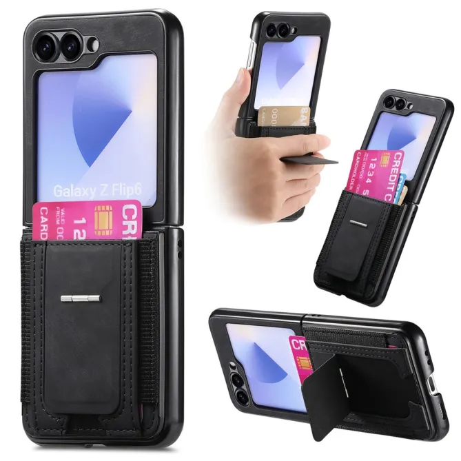 Coque Samsung Galaxy Z Flip 7 FE / Z Flip6 Retro Porte-Cartes avec Bequille