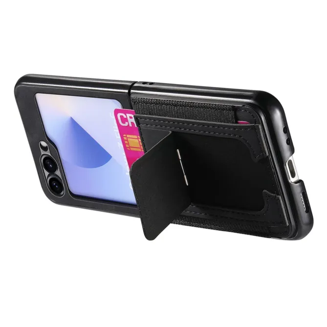 Coque Samsung Galaxy Z Flip 7 FE / Z Flip6 Retro Porte-Cartes avec Bequille