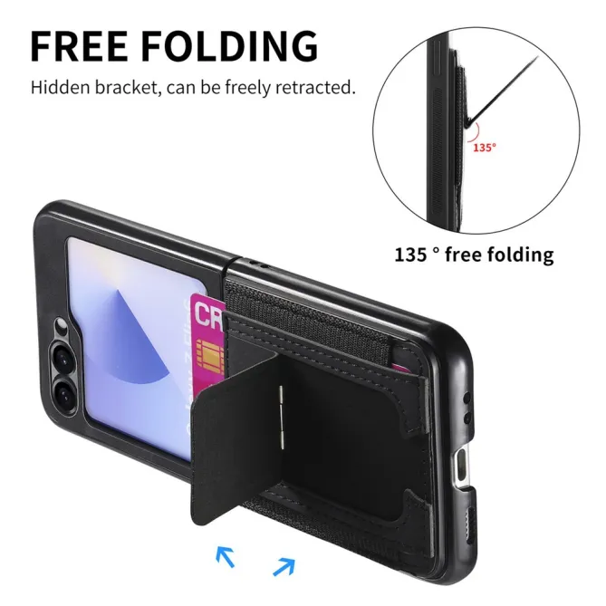 Coque Samsung Galaxy Z Flip 7 FE / Z Flip6 Retro Porte-Cartes avec Bequille