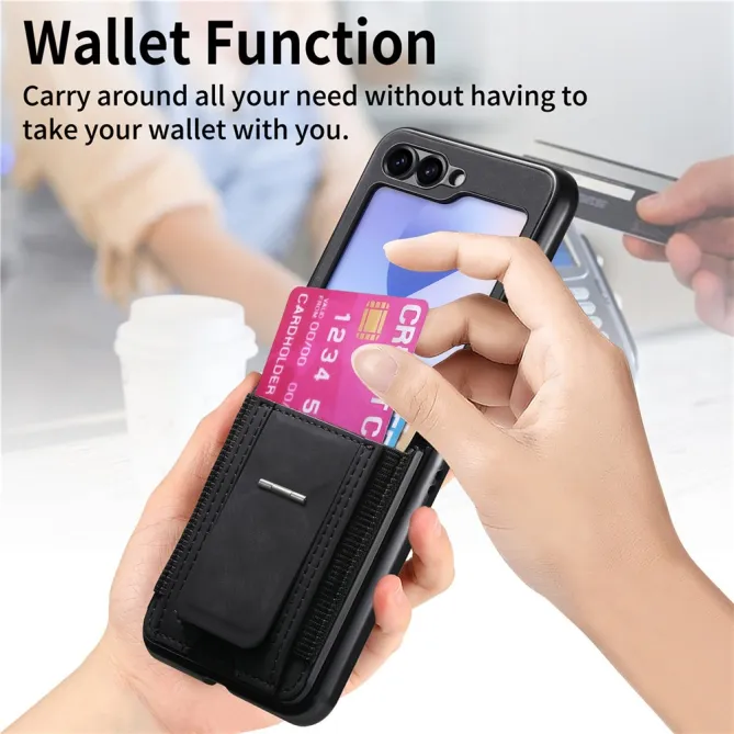 Coque Samsung Galaxy Z Flip 7 FE / Z Flip6 Retro Porte-Cartes avec Bequille
