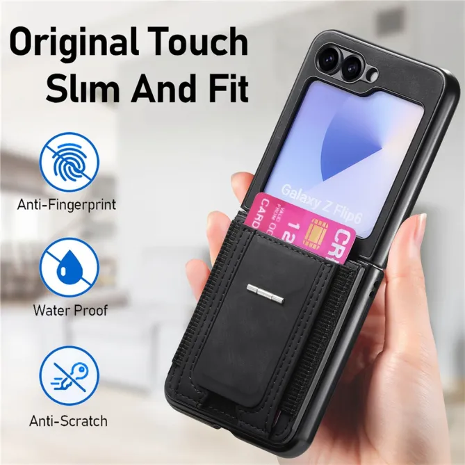 Coque Samsung Galaxy Z Flip 7 FE / Z Flip6 Retro Porte-Cartes avec Bequille