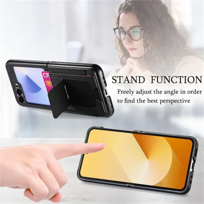 Coque Samsung Galaxy Z Flip 7 FE / Z Flip6 Retro Porte-Cartes avec Bequille