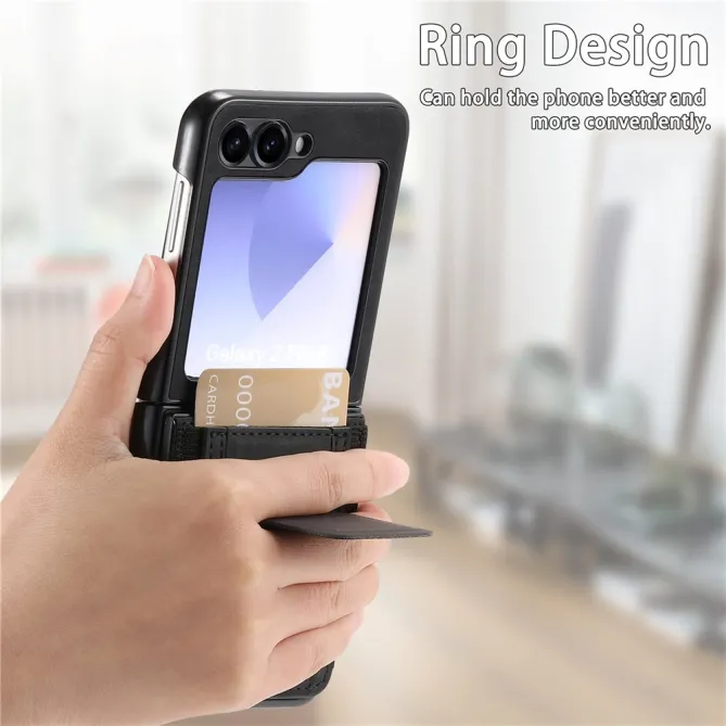 Coque Samsung Galaxy Z Flip 7 FE / Z Flip6 Retro Porte-Cartes avec Bequille