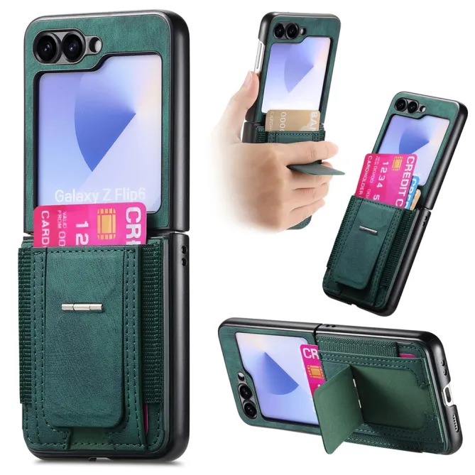 Coque Samsung Galaxy Z Flip 7 FE / Z Flip6 Retro Porte-Cartes avec Bequille