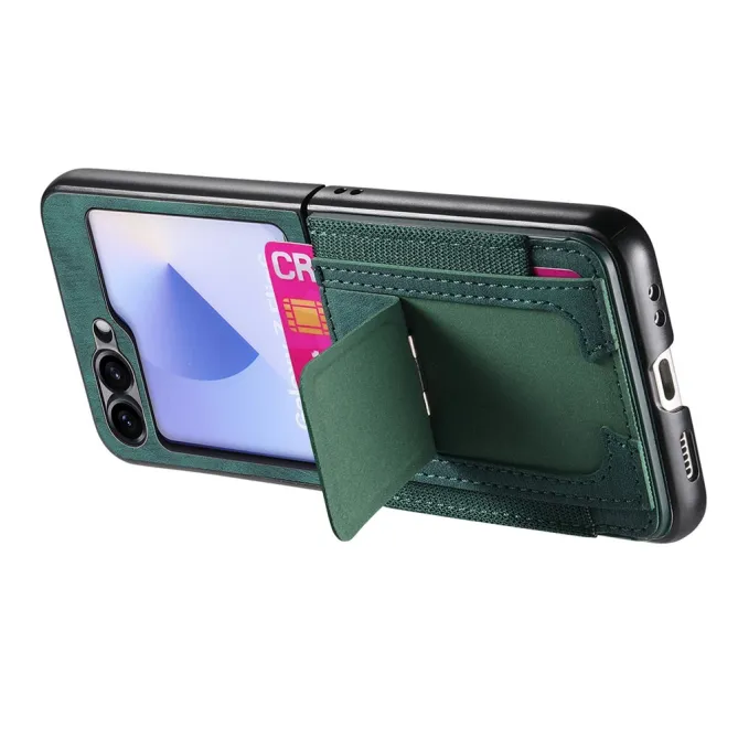 Coque Samsung Galaxy Z Flip 7 FE / Z Flip6 Retro Porte-Cartes avec Bequille