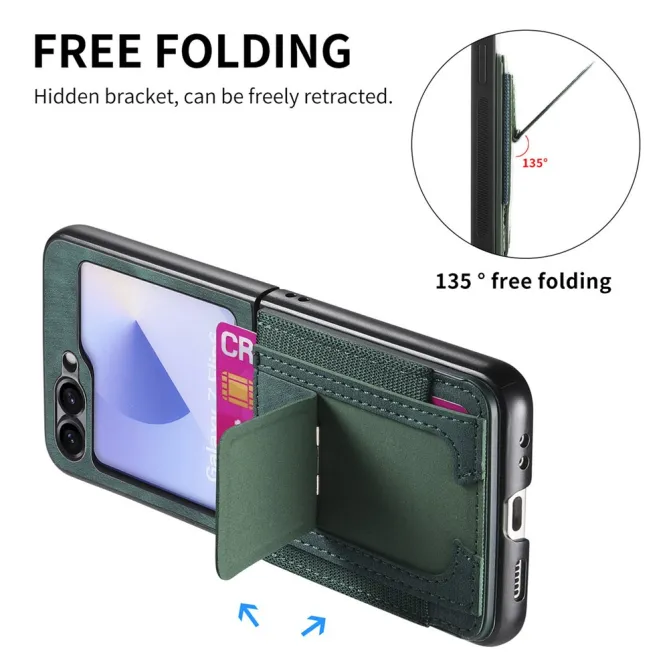 Coque Samsung Galaxy Z Flip 7 FE / Z Flip6 Retro Porte-Cartes avec Bequille