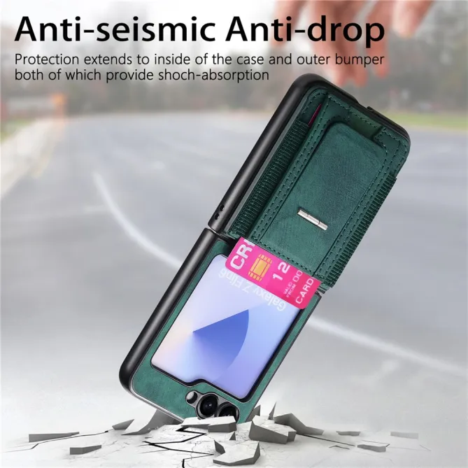 Coque Samsung Galaxy Z Flip 7 FE / Z Flip6 Retro Porte-Cartes avec Bequille