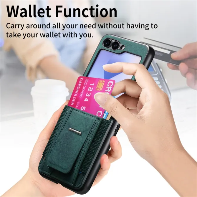 Coque Samsung Galaxy Z Flip 7 FE / Z Flip6 Retro Porte-Cartes avec Bequille