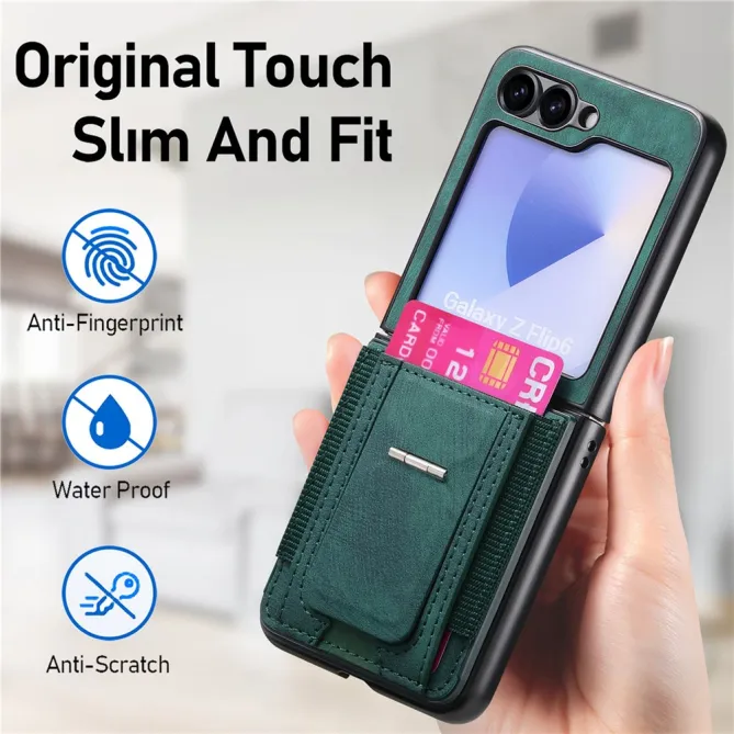 Coque Samsung Galaxy Z Flip 7 FE / Z Flip6 Retro Porte-Cartes avec Bequille