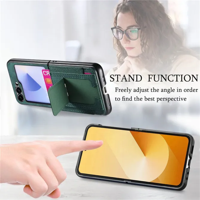 Coque Samsung Galaxy Z Flip 7 FE / Z Flip6 Retro Porte-Cartes avec Bequille