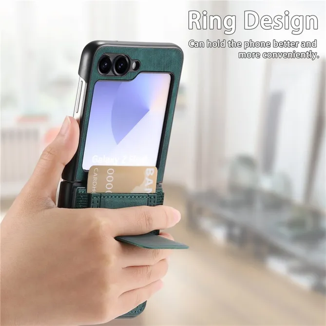 Coque Samsung Galaxy Z Flip 7 FE / Z Flip6 Retro Porte-Cartes avec Bequille