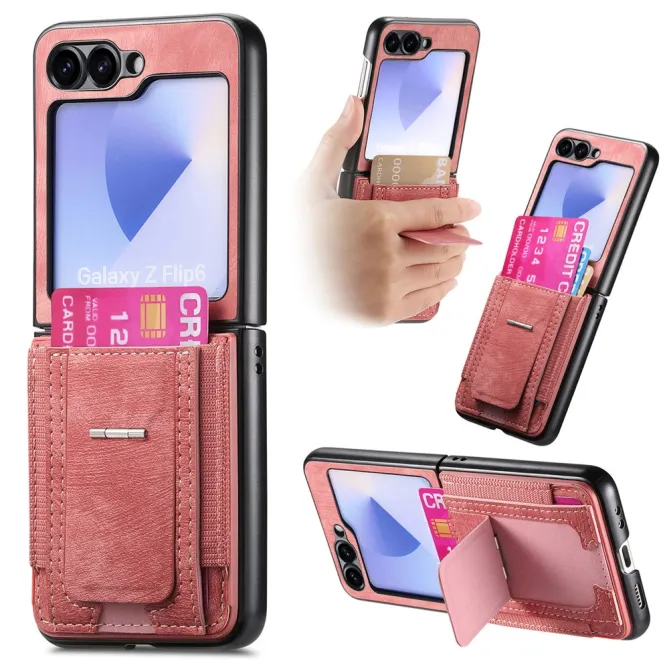 Coque Samsung Galaxy Z Flip 7 FE / Z Flip6 Retro Porte-Cartes avec Bequille