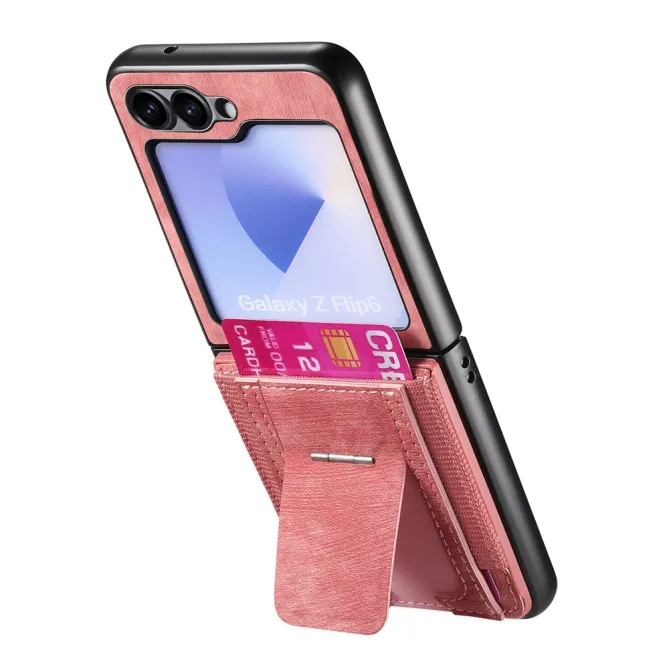 Coque Samsung Galaxy Z Flip 7 FE / Z Flip6 Retro Porte-Cartes avec Bequille