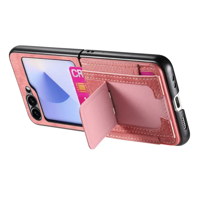Coque Samsung Galaxy Z Flip 7 FE / Z Flip6 Retro Porte-Cartes avec Bequille