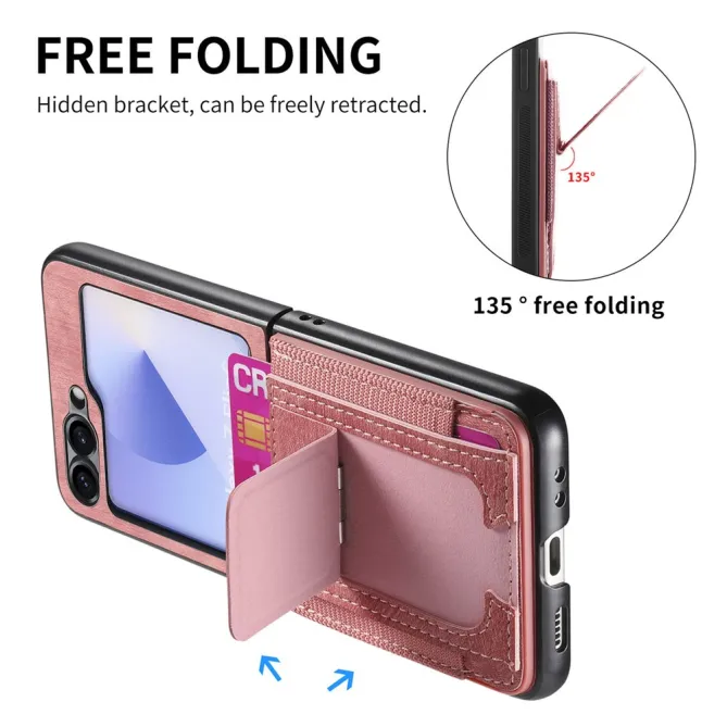 Coque Samsung Galaxy Z Flip 7 FE / Z Flip6 Retro Porte-Cartes avec Bequille