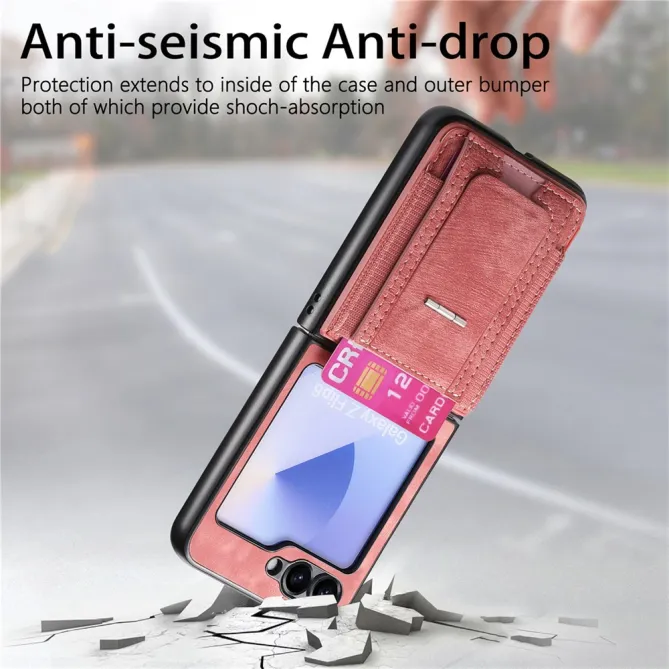 Coque Samsung Galaxy Z Flip 7 FE / Z Flip6 Retro Porte-Cartes avec Bequille