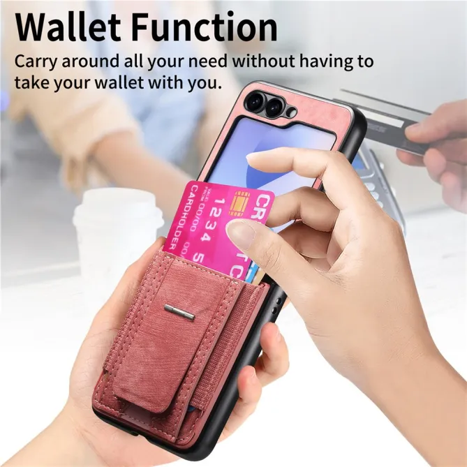 Coque Samsung Galaxy Z Flip 7 FE / Z Flip6 Retro Porte-Cartes avec Bequille
