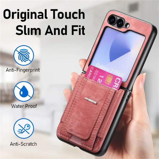 Coque Samsung Galaxy Z Flip 7 FE / Z Flip6 Retro Porte-Cartes avec Bequille