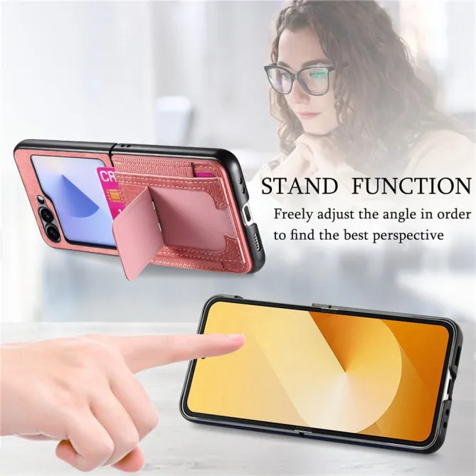 Coque Samsung Galaxy Z Flip 7 FE / Z Flip6 Retro Porte-Cartes avec Bequille