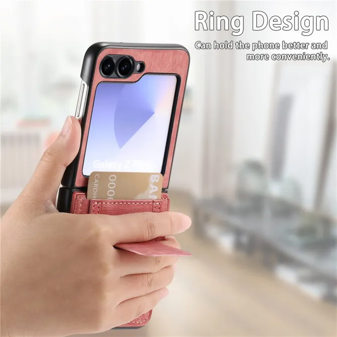Coque Samsung Galaxy Z Flip 7 FE / Z Flip6 Retro Porte-Cartes avec Bequille