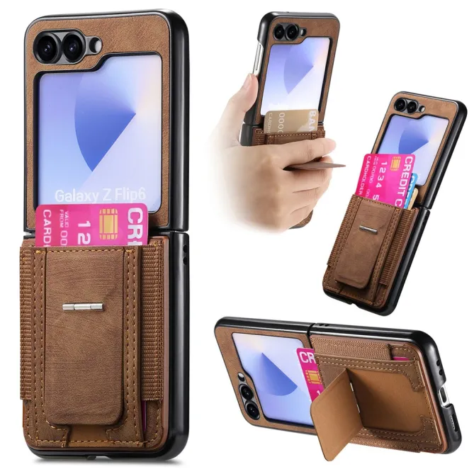 Coque Samsung Galaxy Z Flip 7 FE / Z Flip6 Retro Porte-Cartes avec Bequille