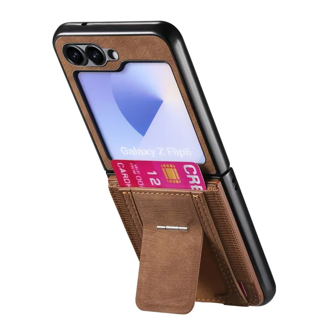 Coque Samsung Galaxy Z Flip 7 FE / Z Flip6 Retro Porte-Cartes avec Bequille