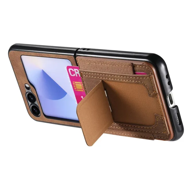 Coque Samsung Galaxy Z Flip 7 FE / Z Flip6 Retro Porte-Cartes avec Bequille