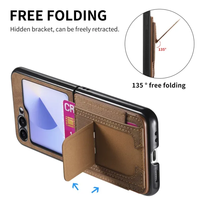 Coque Samsung Galaxy Z Flip 7 FE / Z Flip6 Retro Porte-Cartes avec Bequille